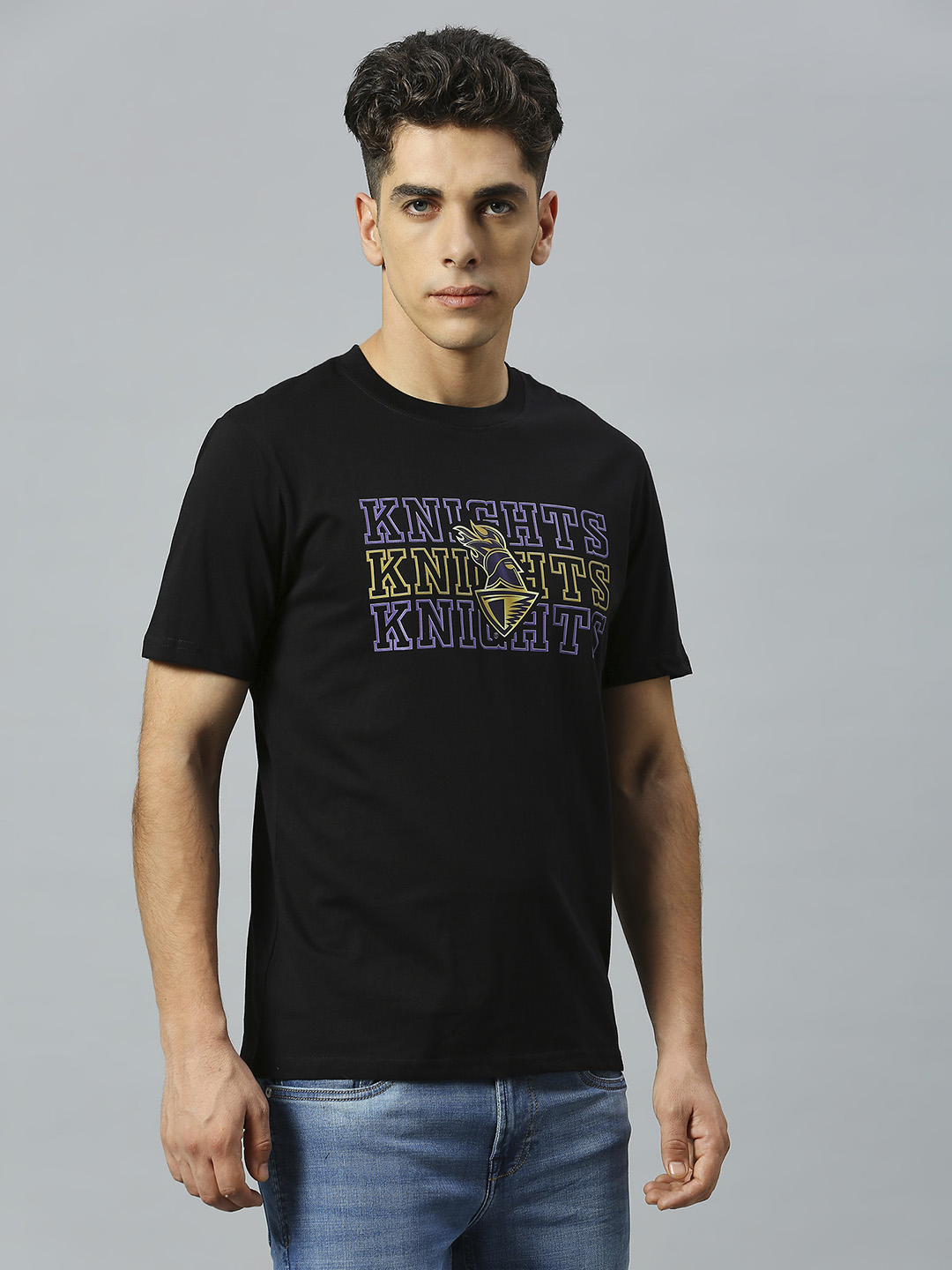 Kolkata Knight Riders Men Black Typography Printed Half Sleeves Round Neck Cotton T-Shirt (3)