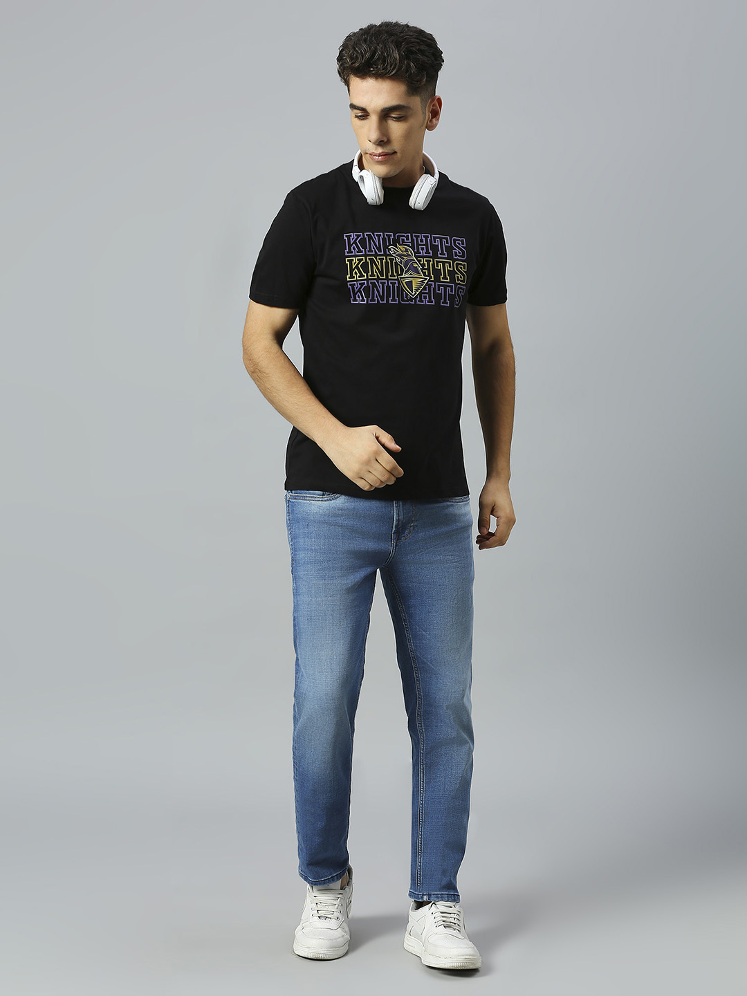 Kolkata Knight Riders Men Black Typography Printed Half Sleeves Round Neck Cotton T-Shirt (7)