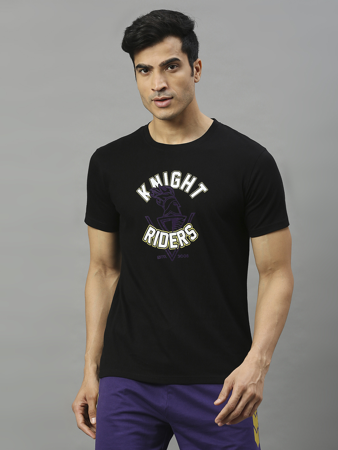 Men Black Typpography Printed Half Sleeves Round Neck Cotton T-Shirt