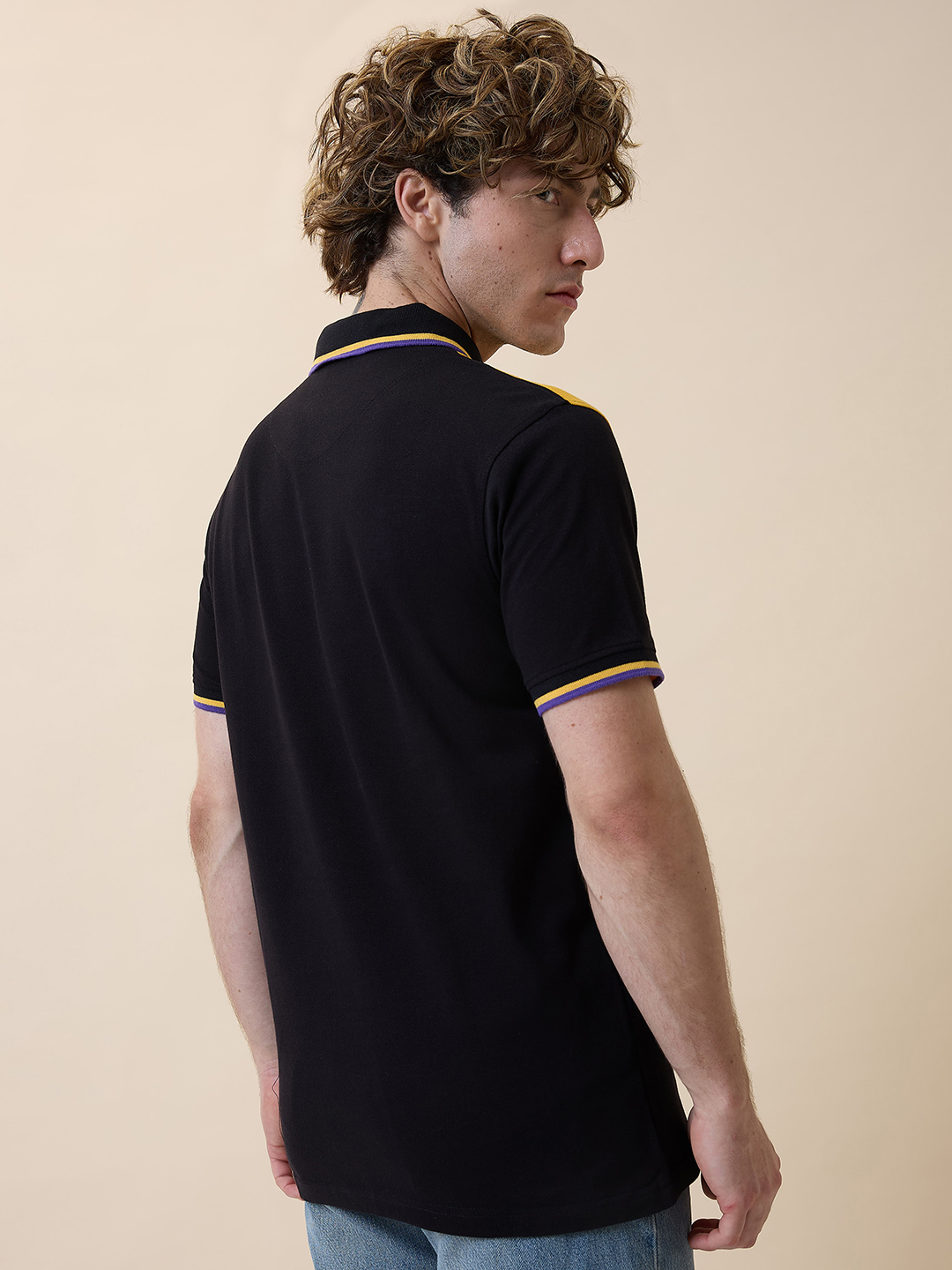Kolkata Knight Riders Men Colourblocked Half Sleeves Polo Collar Cotton T-Shirt (4)
