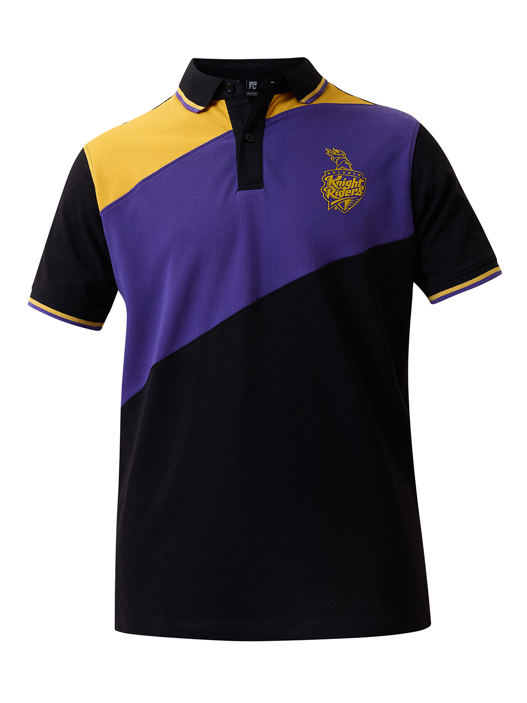 Kolkata Knight Riders Men Colourblocked Half Sleeves Polo Collar Cotton T-Shirt (7)