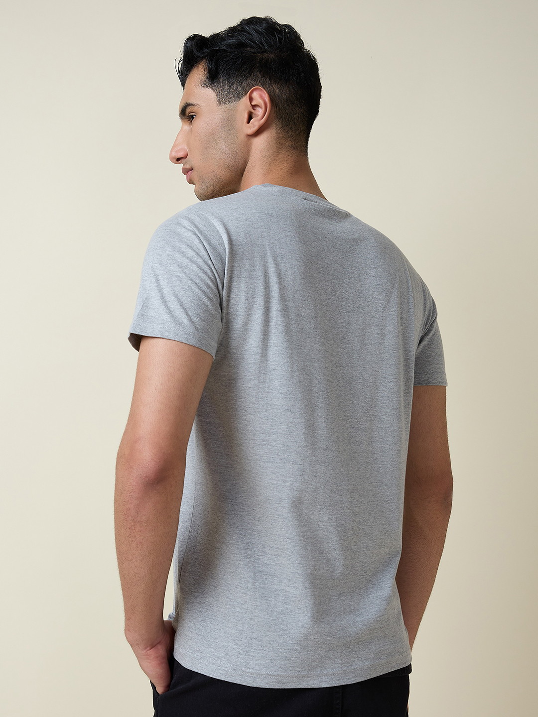 Kolkata Knight Riders Men Grey Melange Typography Printed Half Sleeves Round Neck Cotton T-Shirt (5)