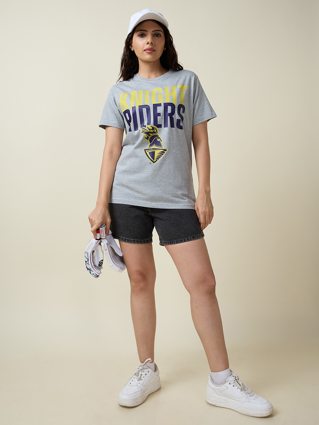 Kolkata Knight Riders Men Grey Melange Typography Printed Half Sleeves Round Neck Cotton T-Shirt (8)