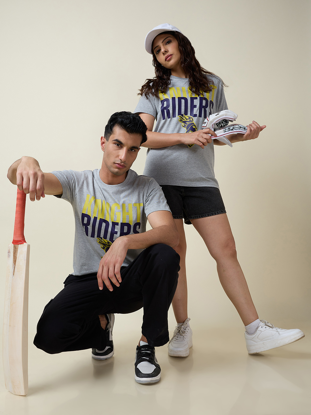 Kolkata Knight Riders Men Grey Melange Typography Printed Half Sleeves Round Neck Cotton T-Shirt (2)