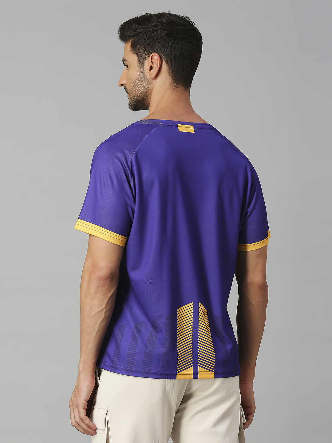 Dream11 Men Purple and Gold Printed Half Sleeves Round Neck Polyester T-Shirt (4)