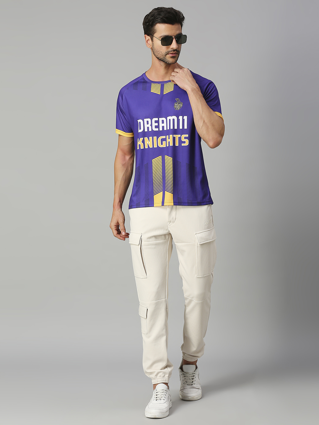 Dream11 Men Purple and Gold Printed Half Sleeves Round Neck Polyester T-Shirt (6)