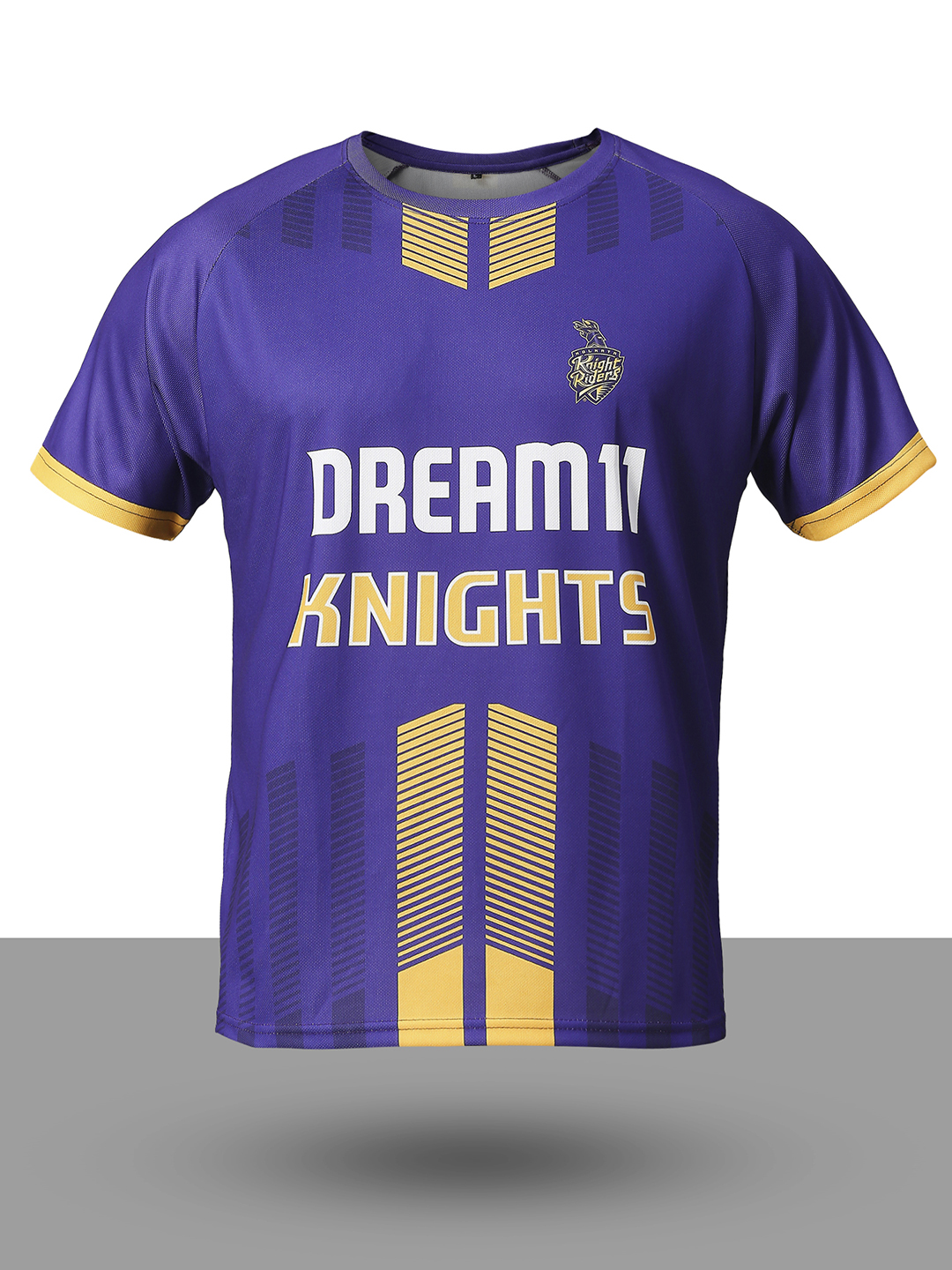 Dream11 Men Purple and Gold Printed Half Sleeves Round Neck Polyester T-Shirt (7)