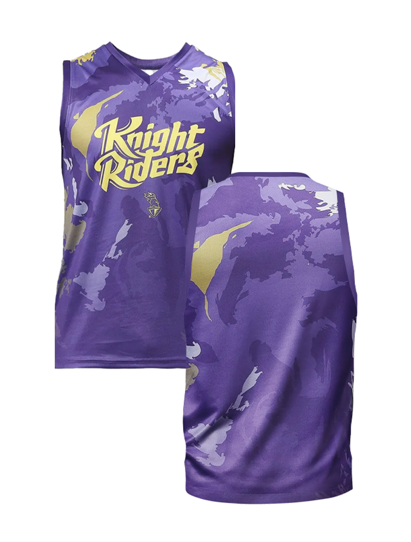 Kolkata Knight Riders Men Puple All Over Print Sleeveless V-Neck Polyester Sports Vest: Customised With Your Name By Fan (3)
