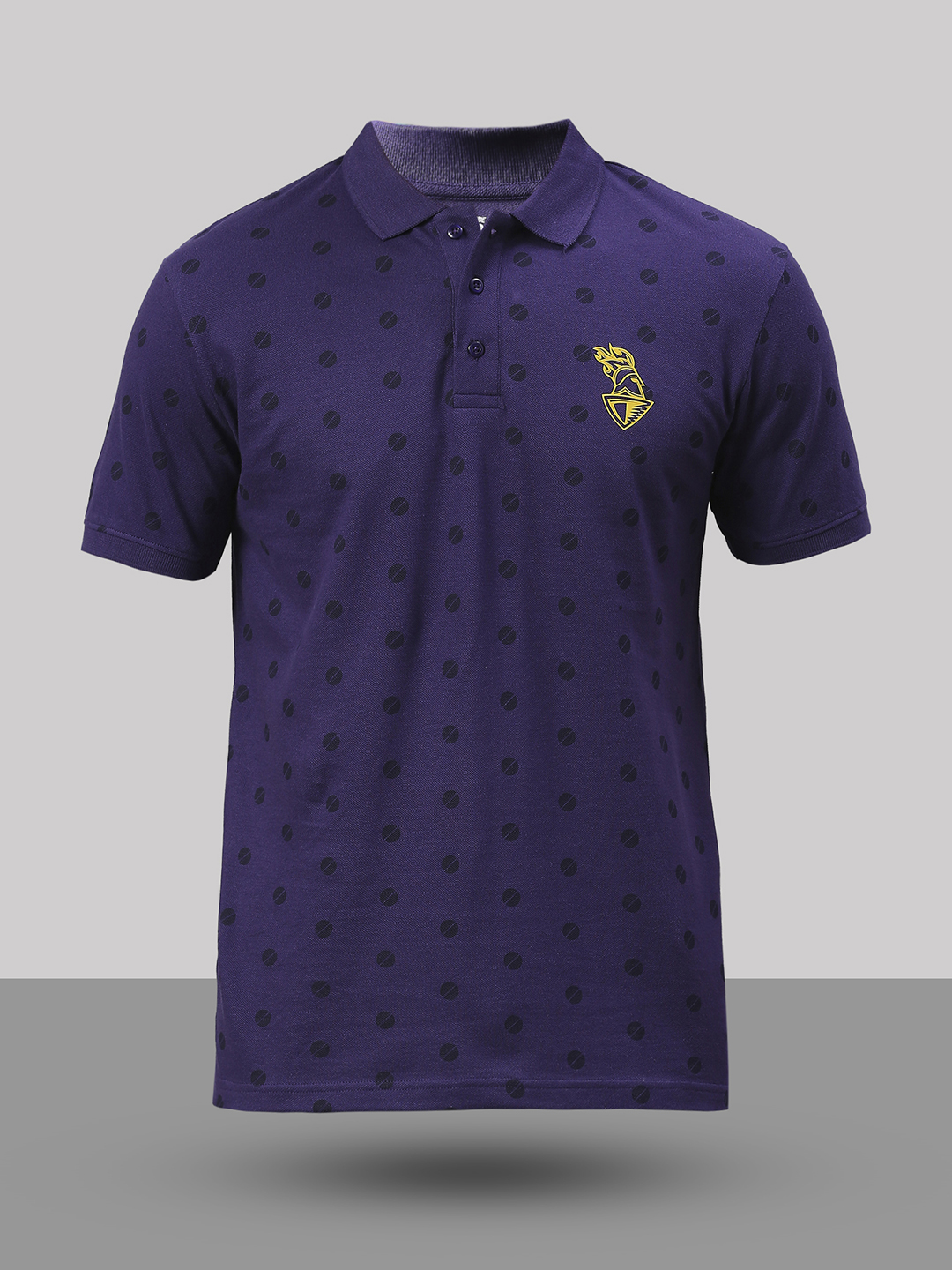 Kolkata Knight Riders Men Purple All Over Print Half Sleeves Polo Collar Cotton T-Shirt (6)