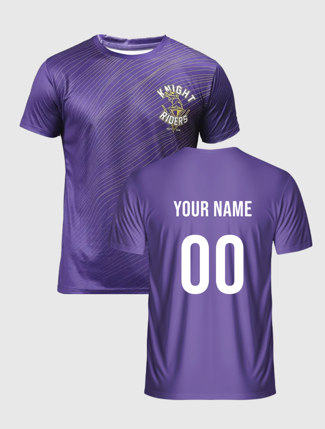 Kolkata Knight Riders Men Purple All Over Print Half Sleeves Round Neck Polyester T-Shirt: Customised With Your Name By  (2)