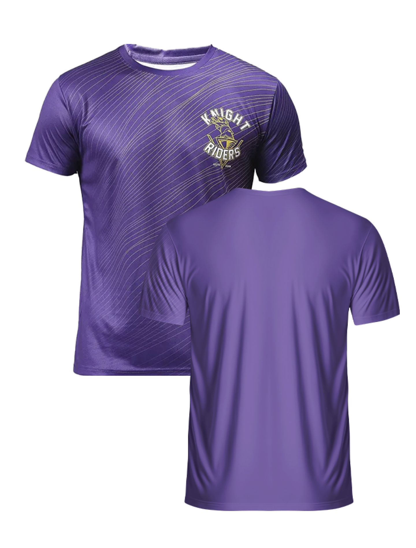 Kolkata Knight Riders Men Purple All Over Print Half Sleeves Round Neck Polyester T-Shirt: Customised With Your Name By  (3)