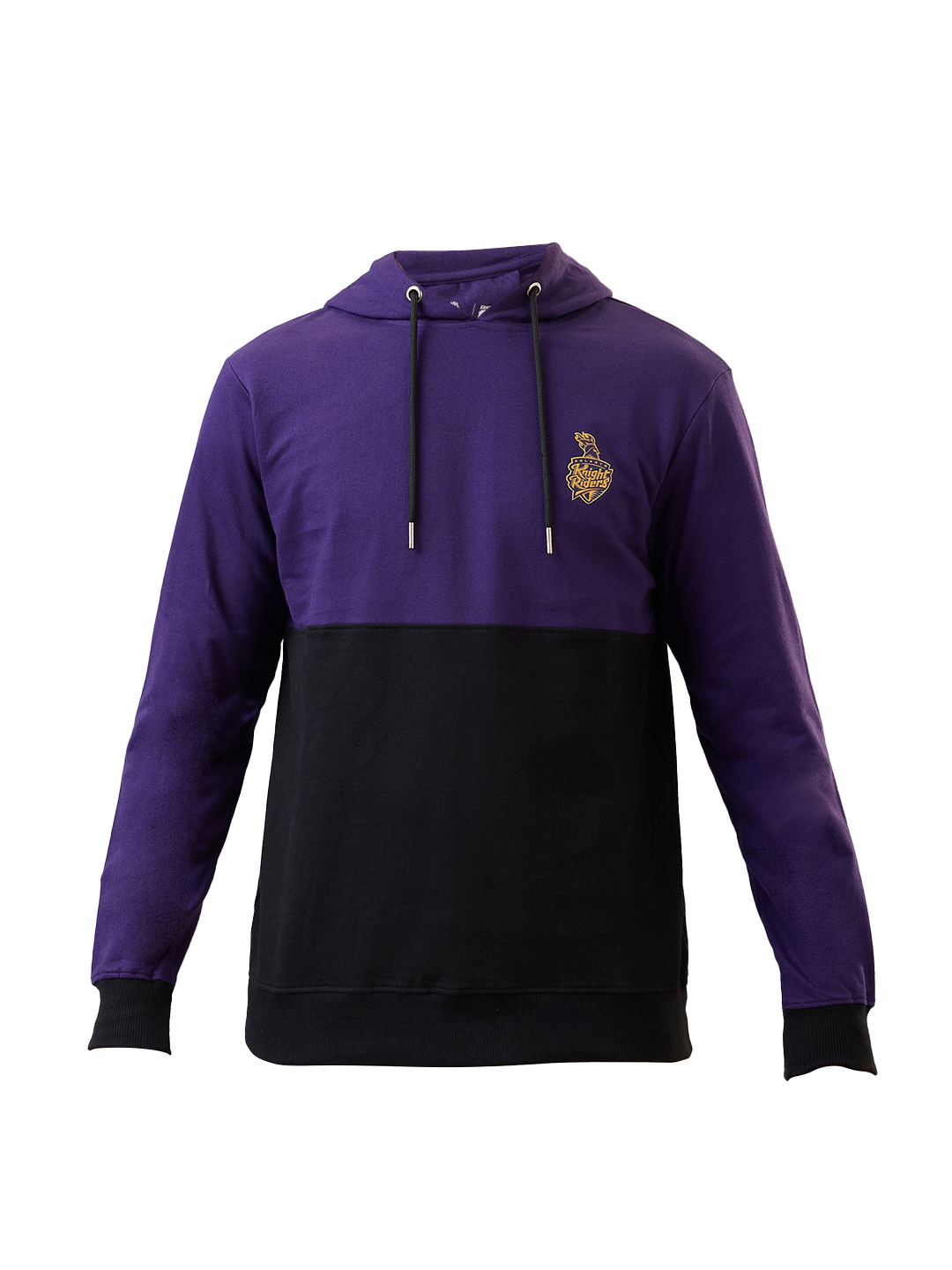 Kolkata Knight Riders Men Purple and Black Colourblocked Full Sleeves Hooded Sweatshirt (9)