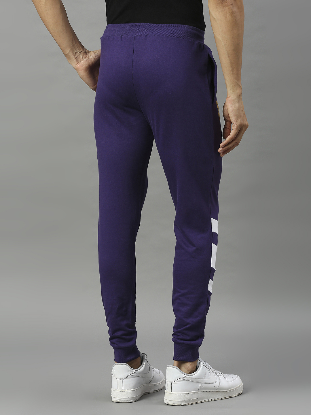 Kolkata Knight Riders Men Purple and White Striped Mid-Rise Cotton Training Regular Fit Joggers (2)