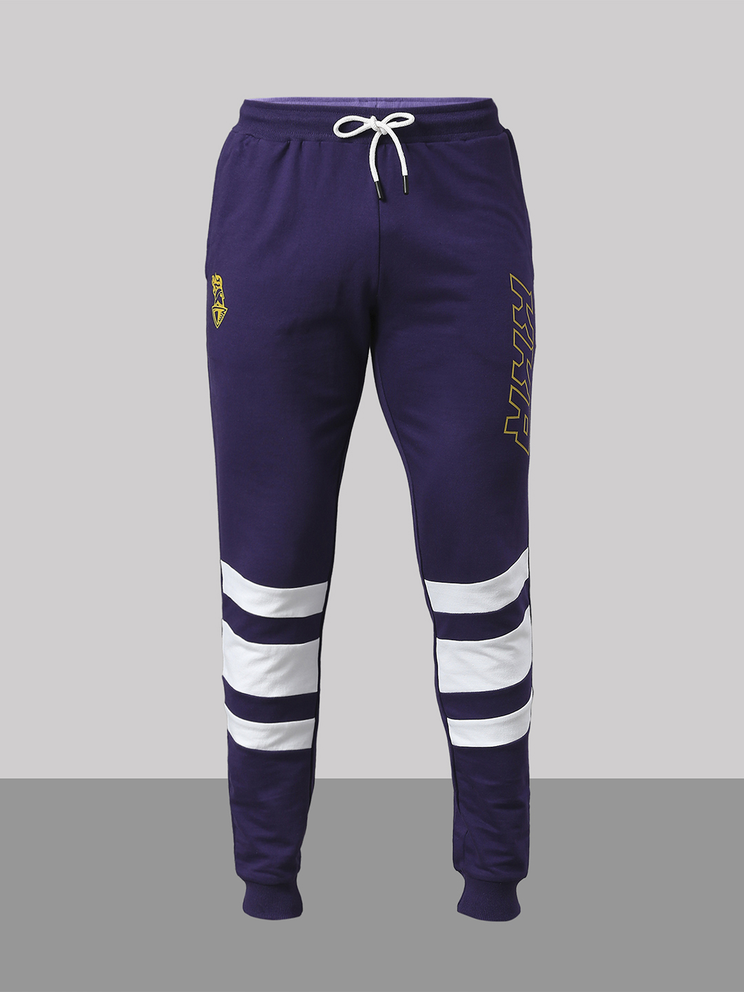 Kolkata Knight Riders Men Purple and White Striped Mid-Rise Cotton Training Regular Fit Joggers (6)
