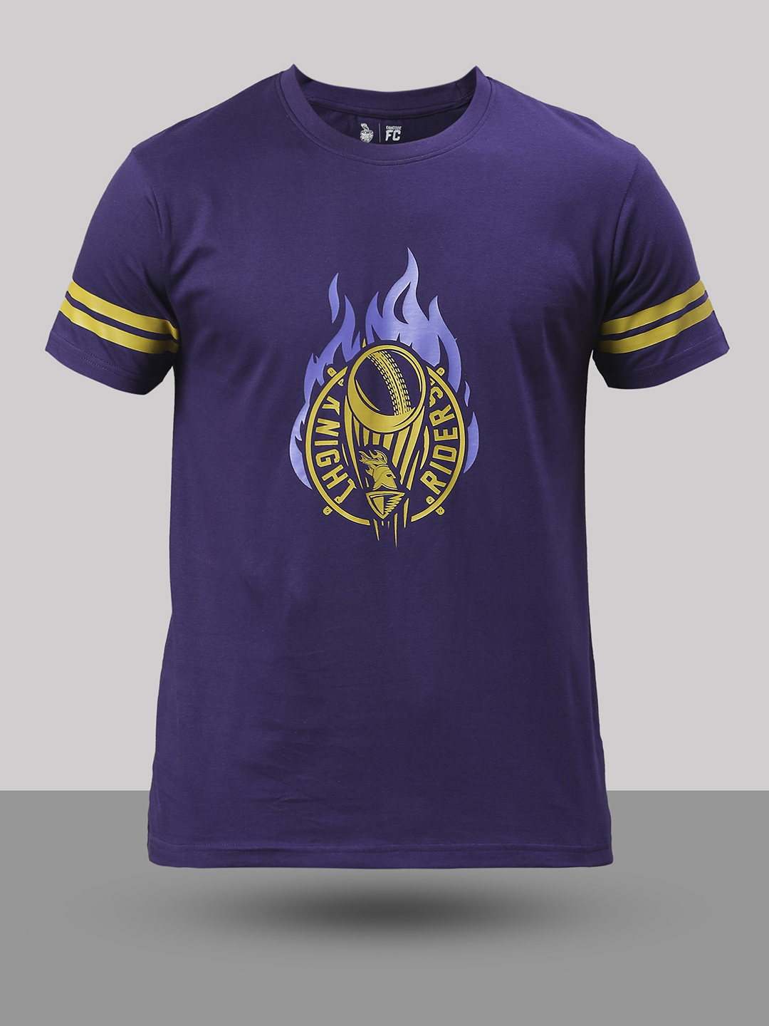 Kolkata Knight Riders Men Purple and Yellow Graphic Printed Half Sleeves Round Neck Cotton T-Shirt (6)