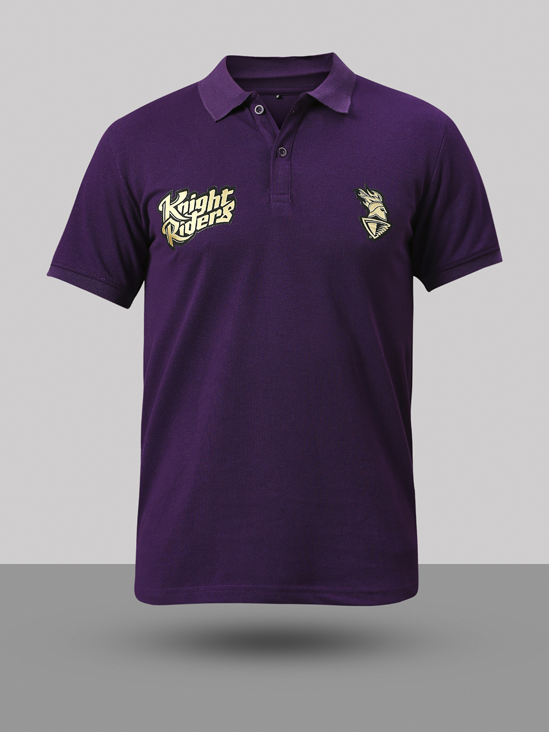 Kolkata Knight Riders Men Purple Logo Printed Half Sleeves Polo Collar Cotton T-Shirt (8)