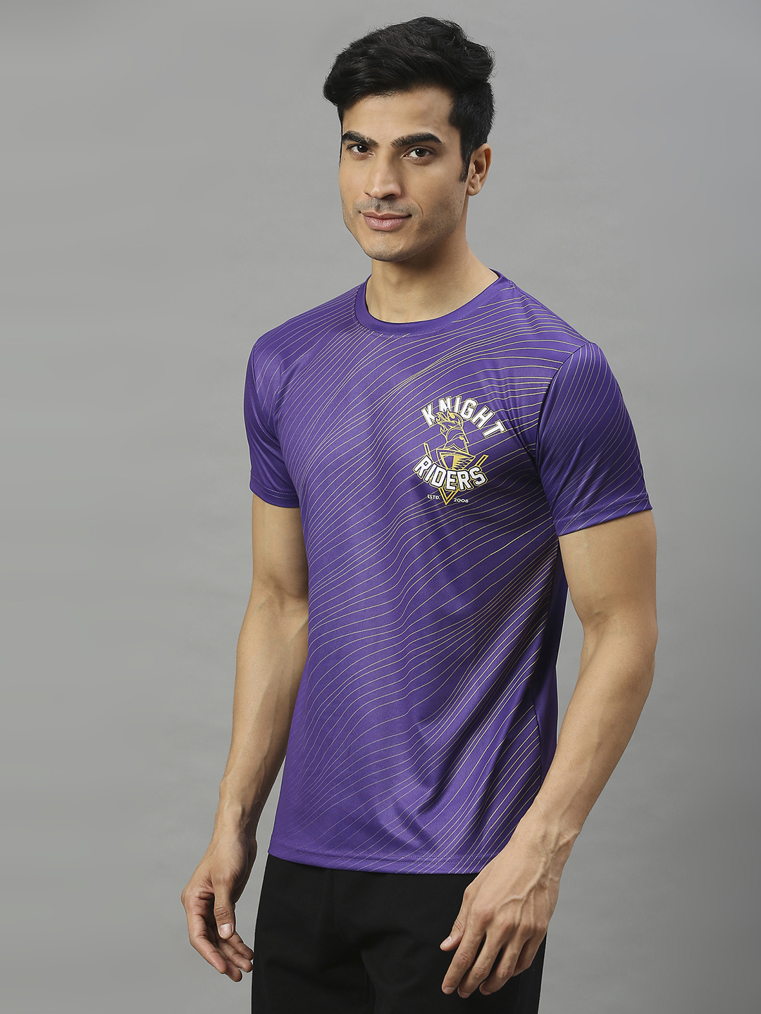 Kolkata Knight Riders Men Purple Logo Printed Half Sleeves Round Neck Polyester T-Shirt (3)