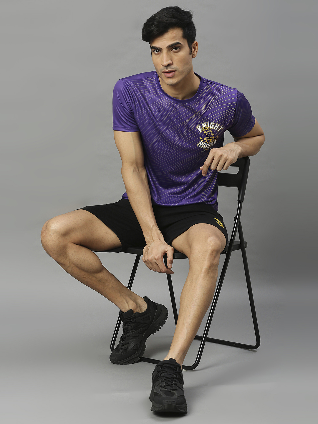 Kolkata Knight Riders Men Purple Logo Printed Half Sleeves Round Neck Polyester T-Shirt (4)