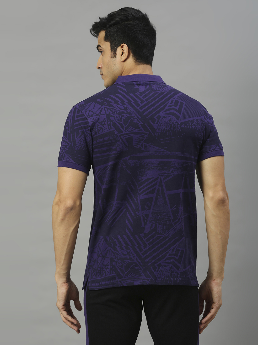 Kolkata Knight Riders Men Purple Printed Half Sleeves Polo Collar Cotton T-Shirt (2)