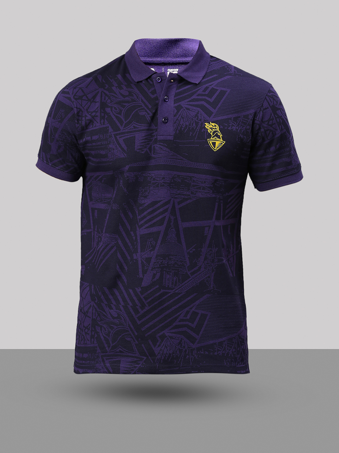 Kolkata Knight Riders Men Purple Printed Half Sleeves Polo Collar Cotton T-Shirt (5)