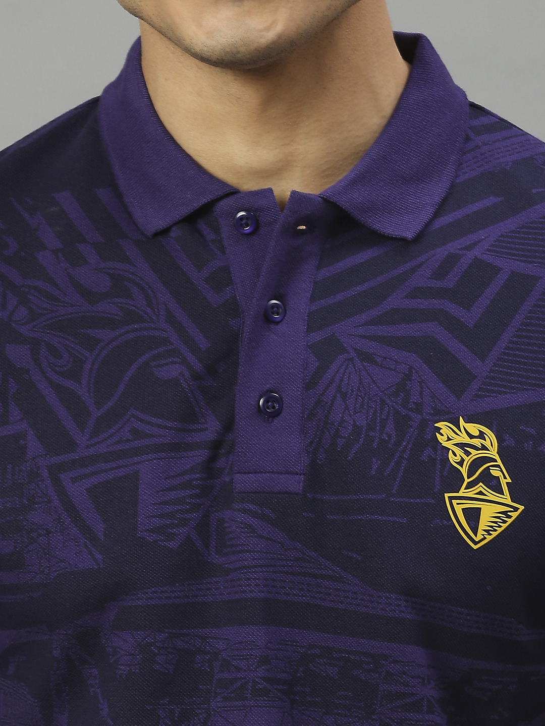 Kolkata Knight Riders Men Purple Printed Half Sleeves Polo Collar Cotton T-Shirt (6)