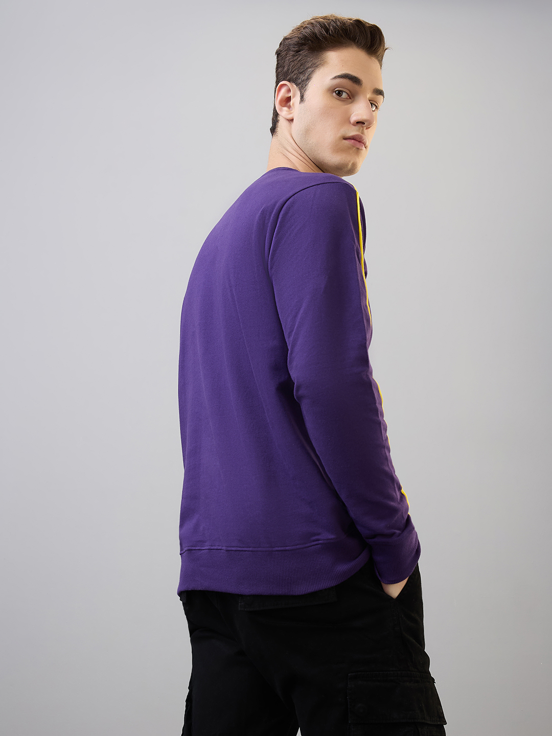 Kolkata Knight Riders Men Purple Relaxed Fit Full Sleeves Solid Sweatshirt (4)