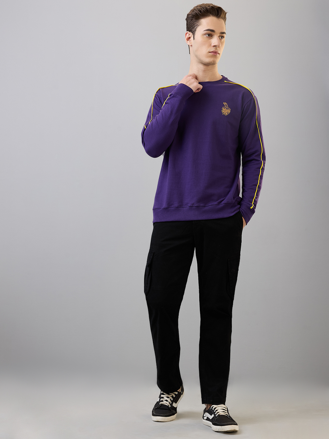 Kolkata Knight Riders Men Purple Relaxed Fit Full Sleeves Solid Sweatshirt (5)