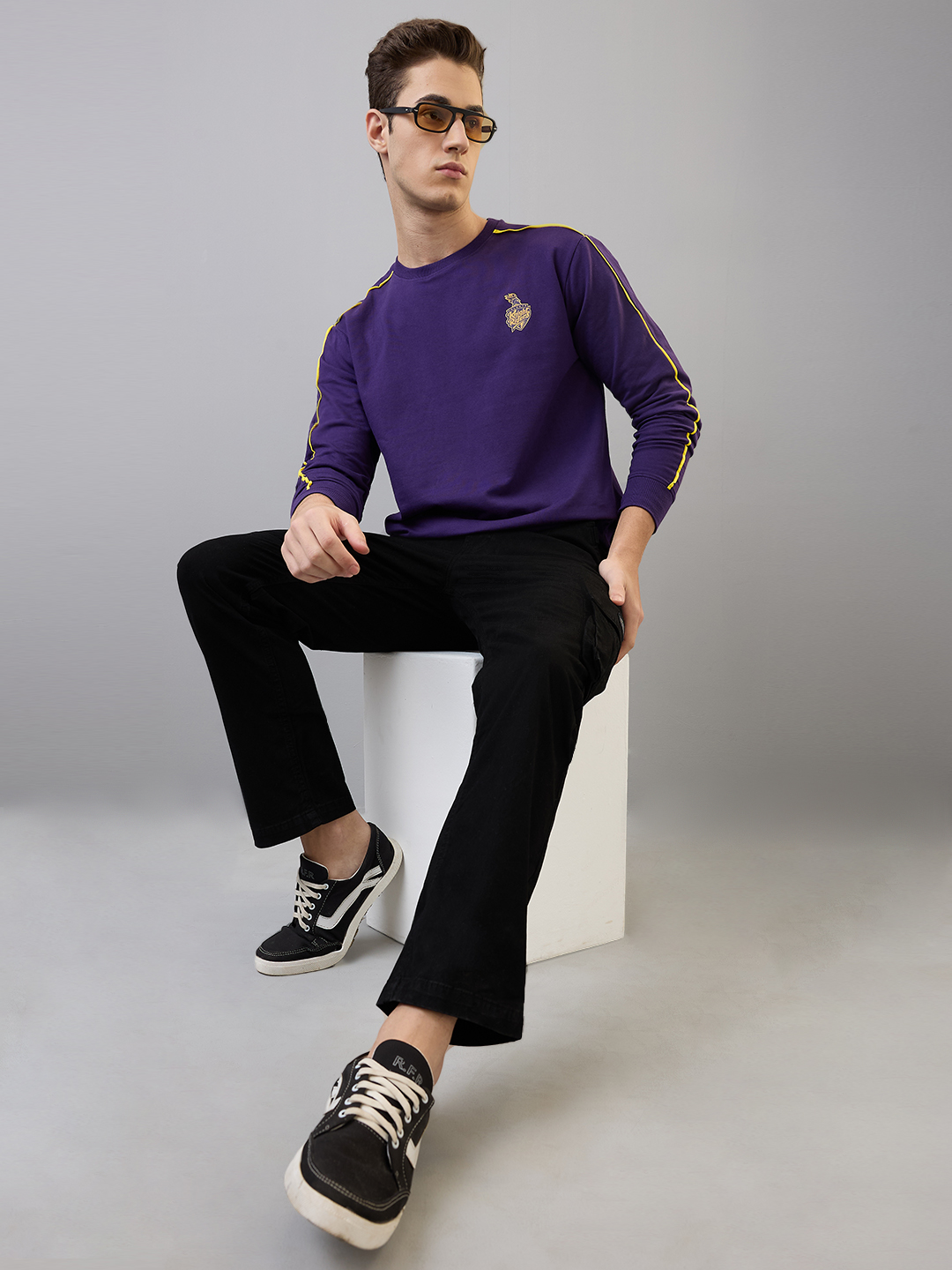 Kolkata Knight Riders Men Purple Relaxed Fit Full Sleeves Solid Sweatshirt (7)