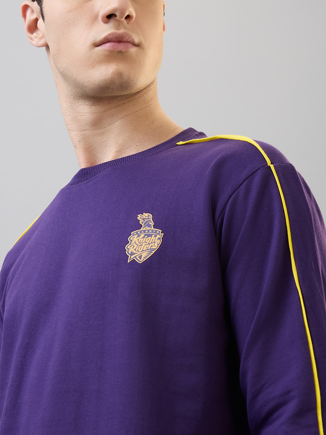 Kolkata Knight Riders Men Purple Relaxed Fit Full Sleeves Solid Sweatshirt (8)