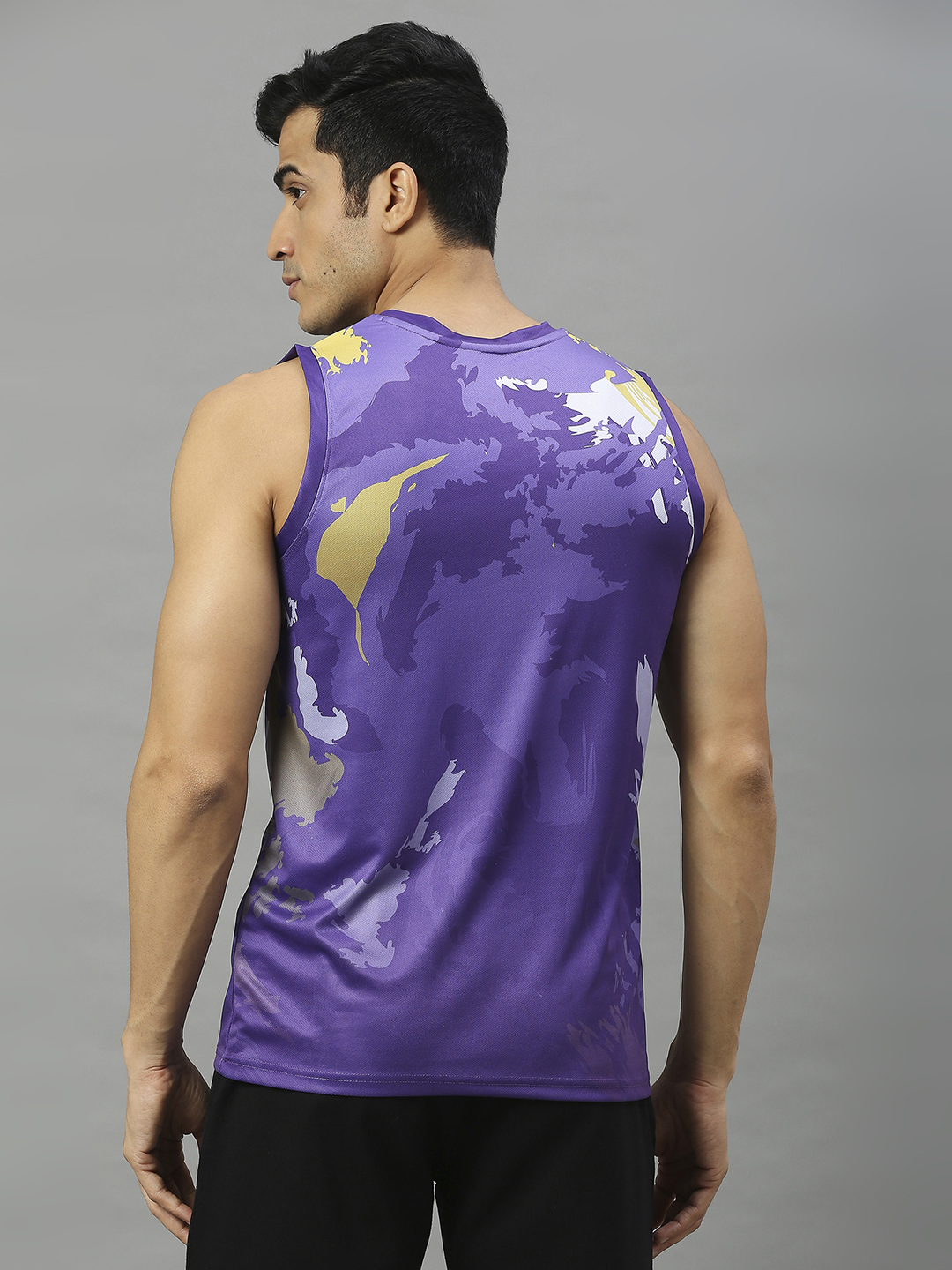 Kolkata Knight Riders Men Purple Typography Printed Sleeveless V-Neck Polyester Sports Vest (2)