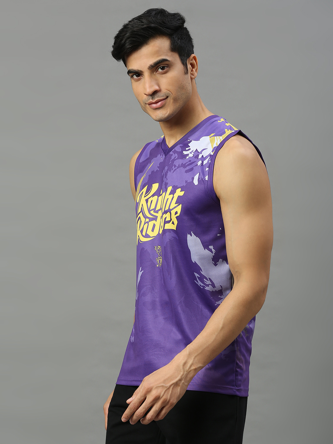 Kolkata Knight Riders Men Purple Typography Printed Sleeveless V-Neck Polyester Sports Vest (3)