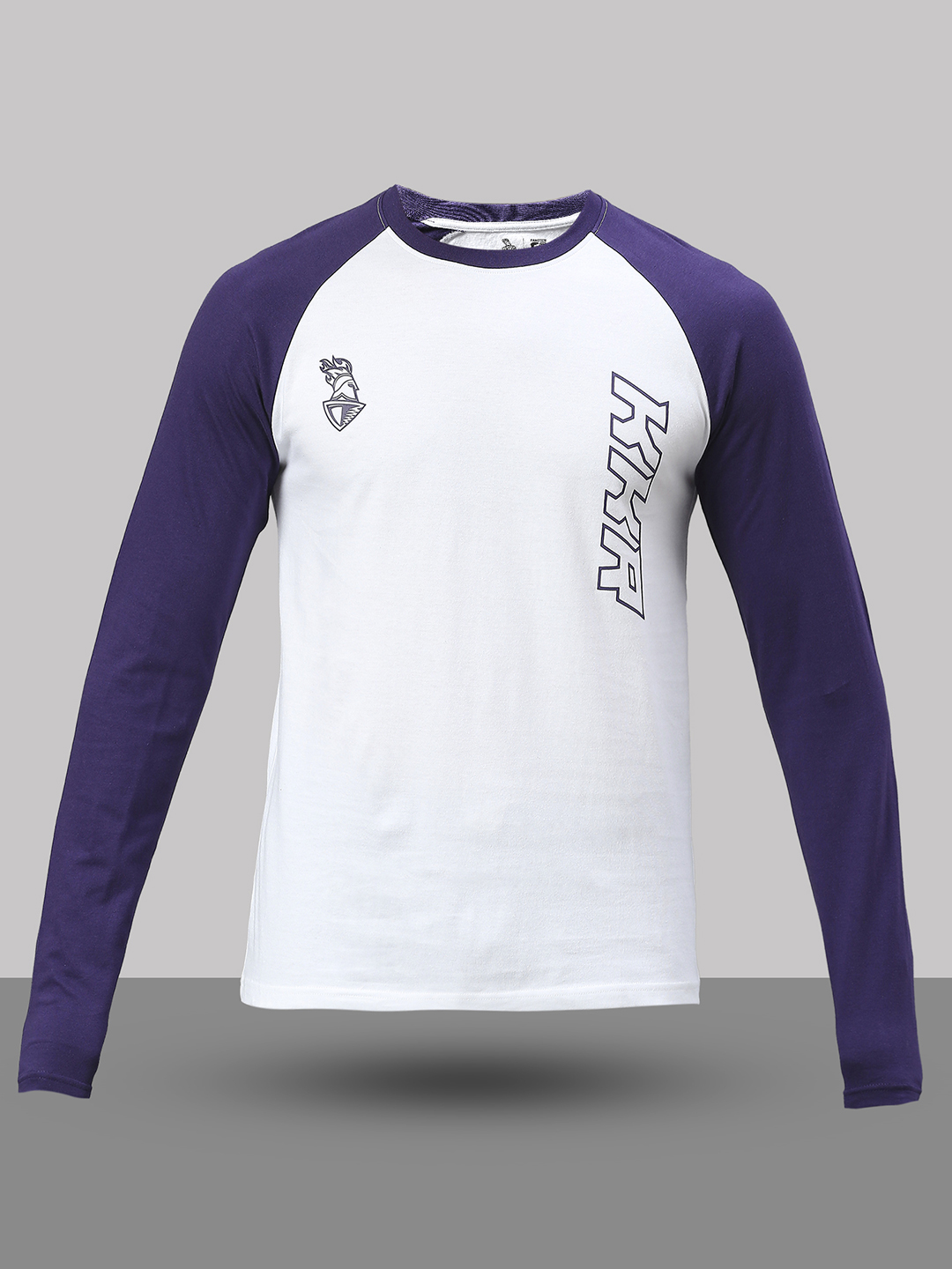 Kolkata Knight Riders Men White and Purple Graphic Printed Full Sleeves Round Neck Cotton T-Shirt (6)