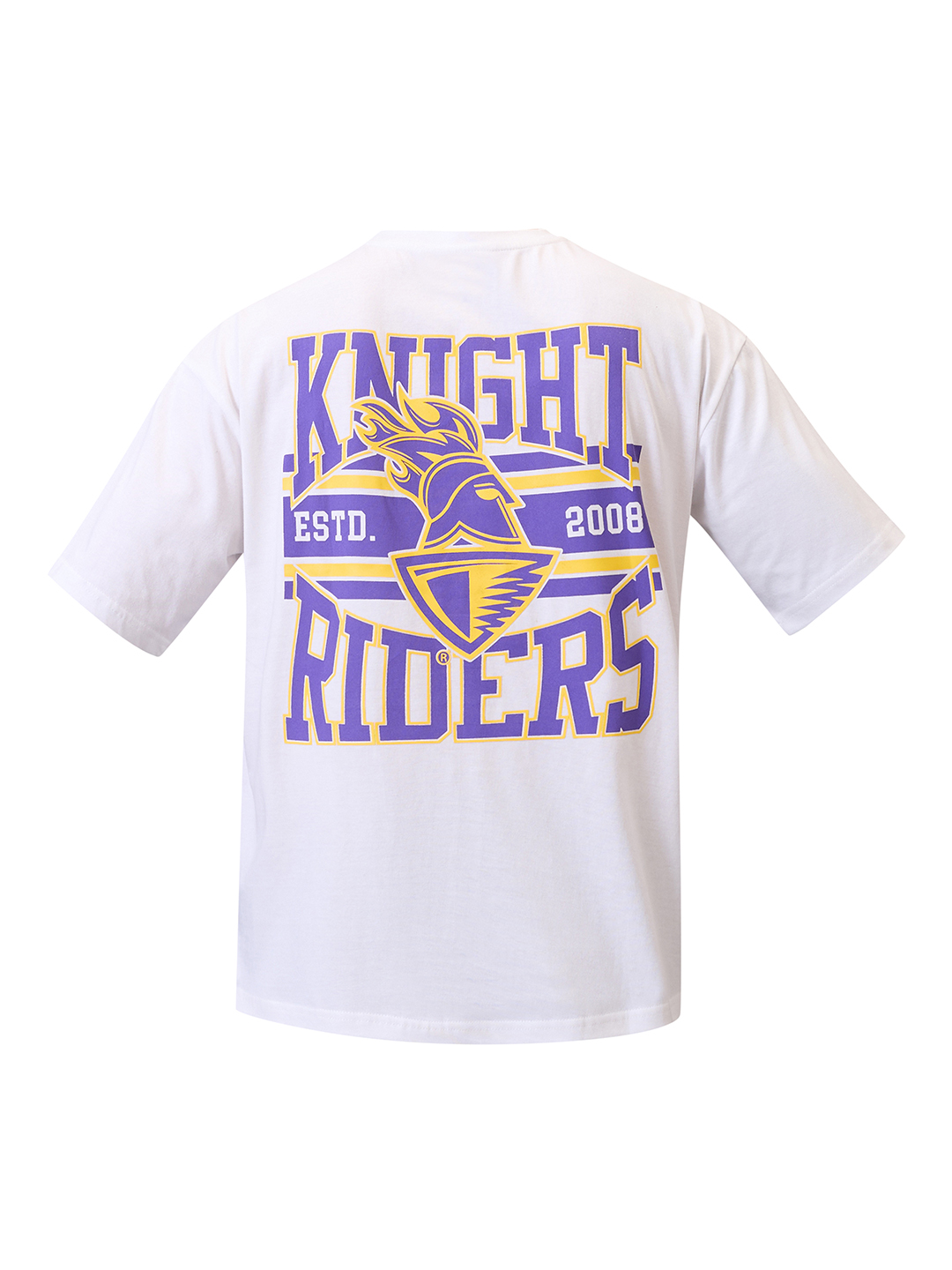 Kolkata Knight Riders Men White Graphic Printed Half Sleeves Round Neck Oversized T-Shirt (7)