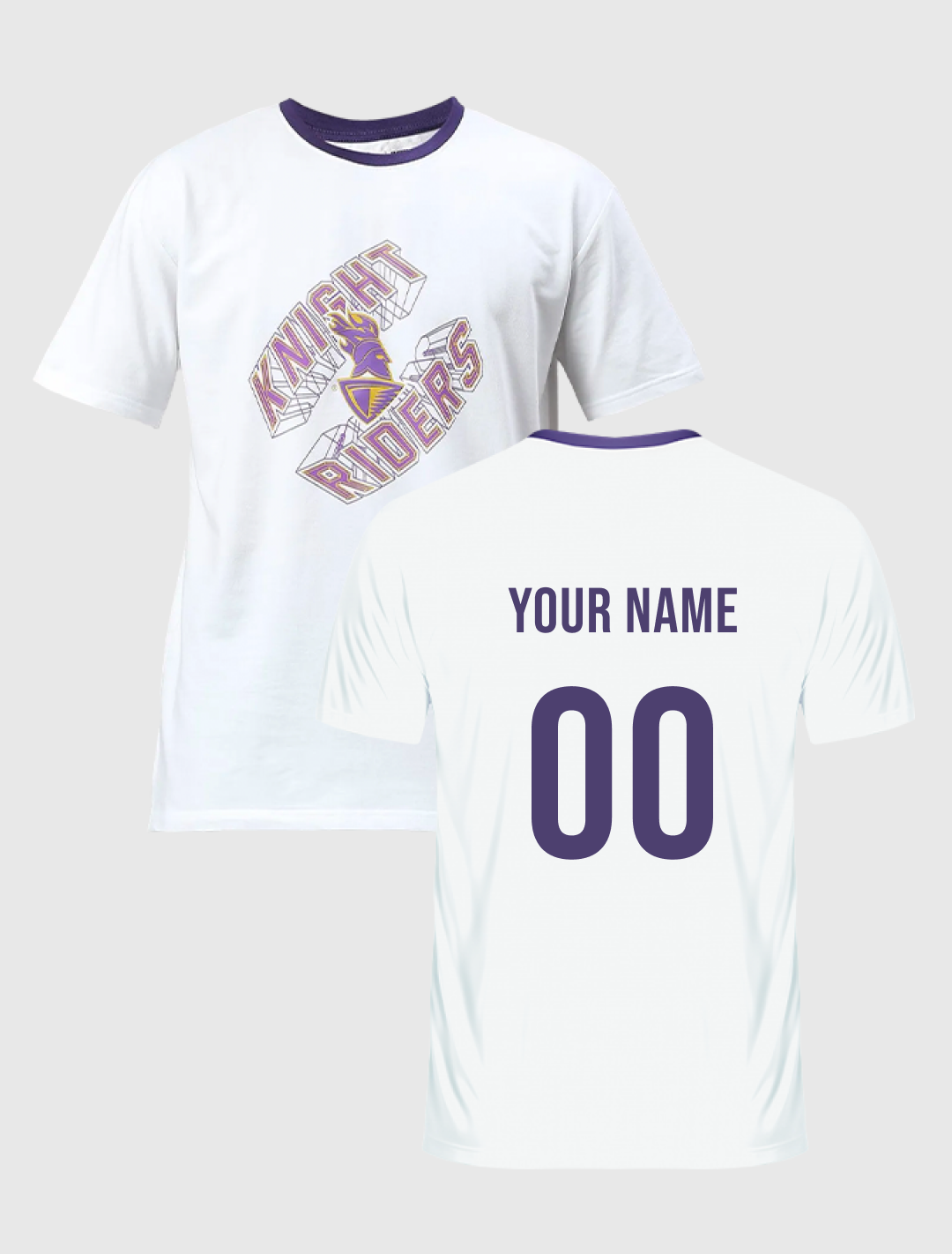 Men White Printed Half Sleeves Round Neck Cotton T-Shirt: Customised With Your Name By FanCode