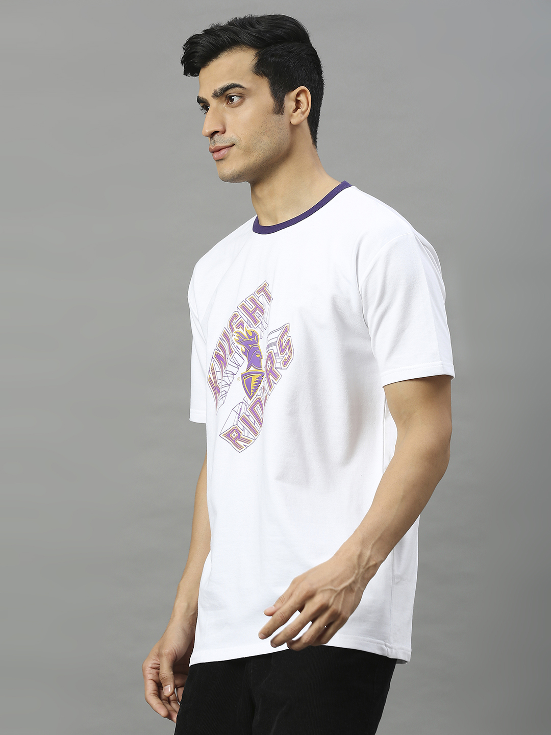 Kolkata Knight Riders Men White Typography Printed Half Sleeves Round Neck Cotton T-Shirt (3)