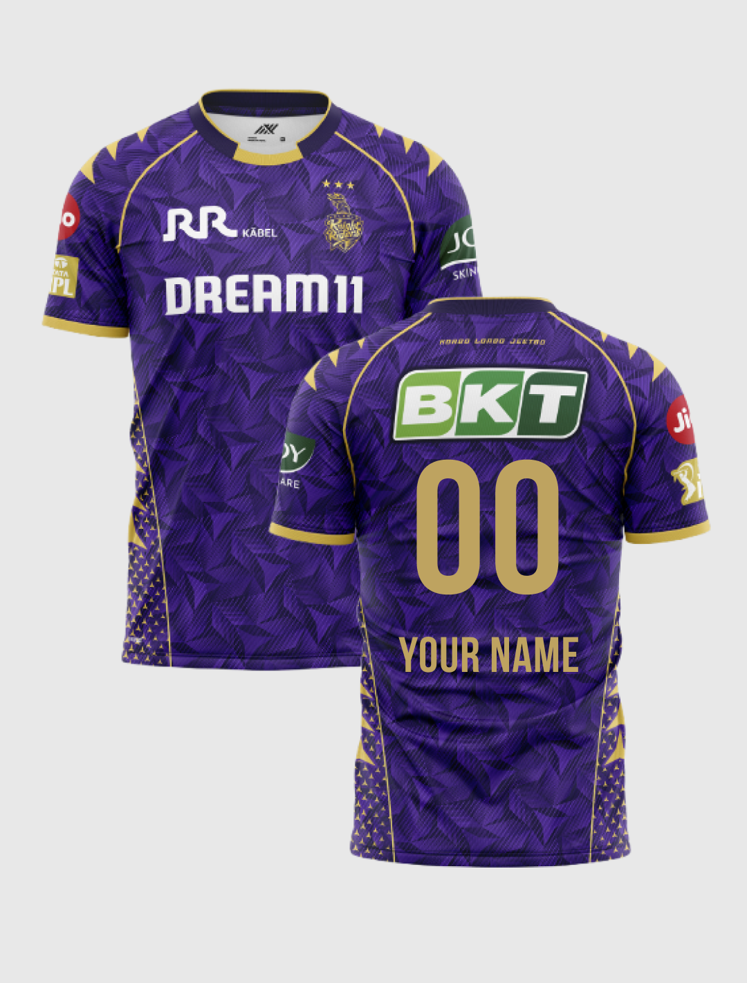 Kolkata Knight Riders Official Player Edition Jersey 2025 for Kids - Customised