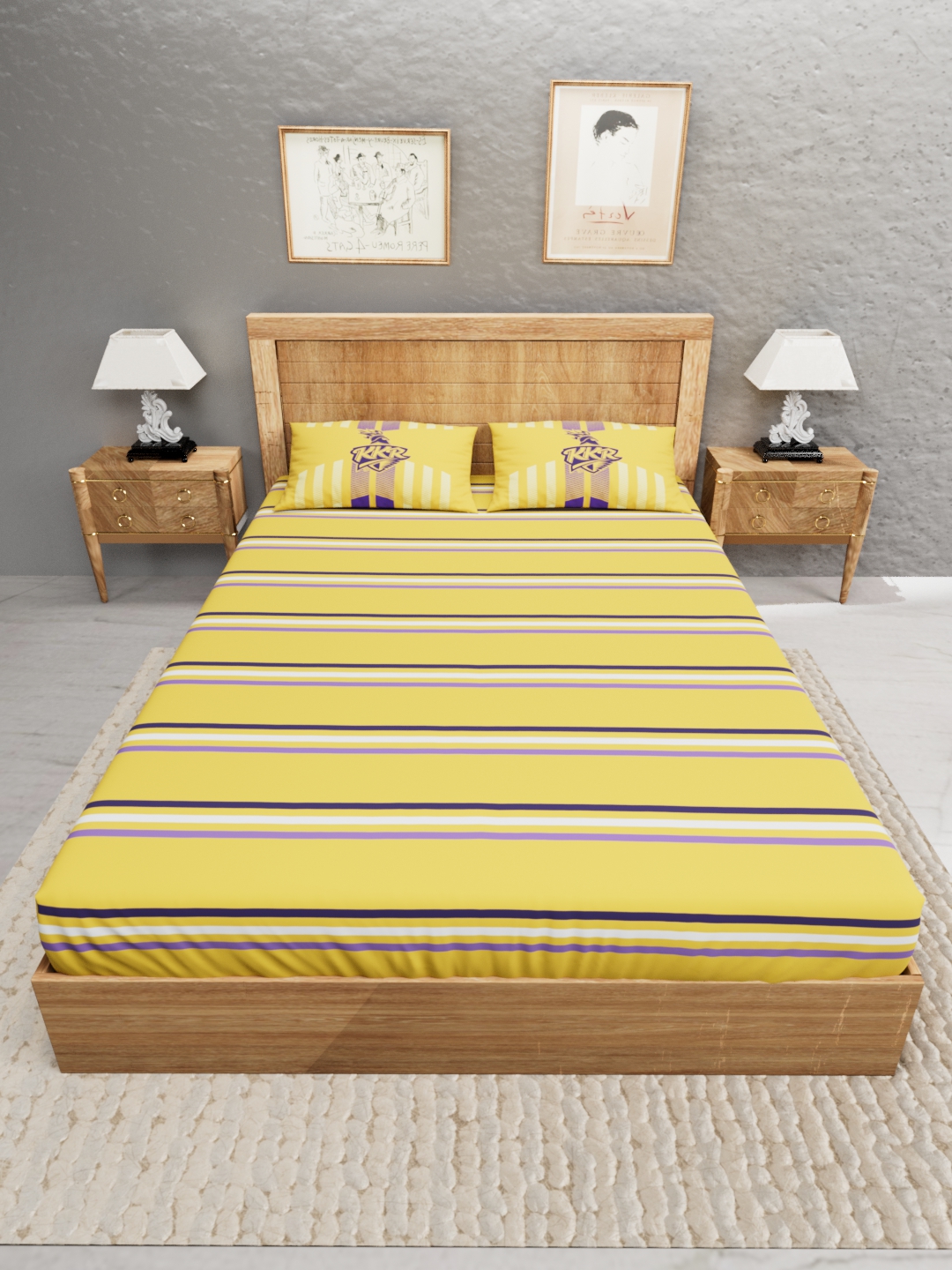 Premium Quality Microfiber, Super Soft, King Size Double Bedsheet with 2 Pillow Covers, 243x248(cm) - Yellow