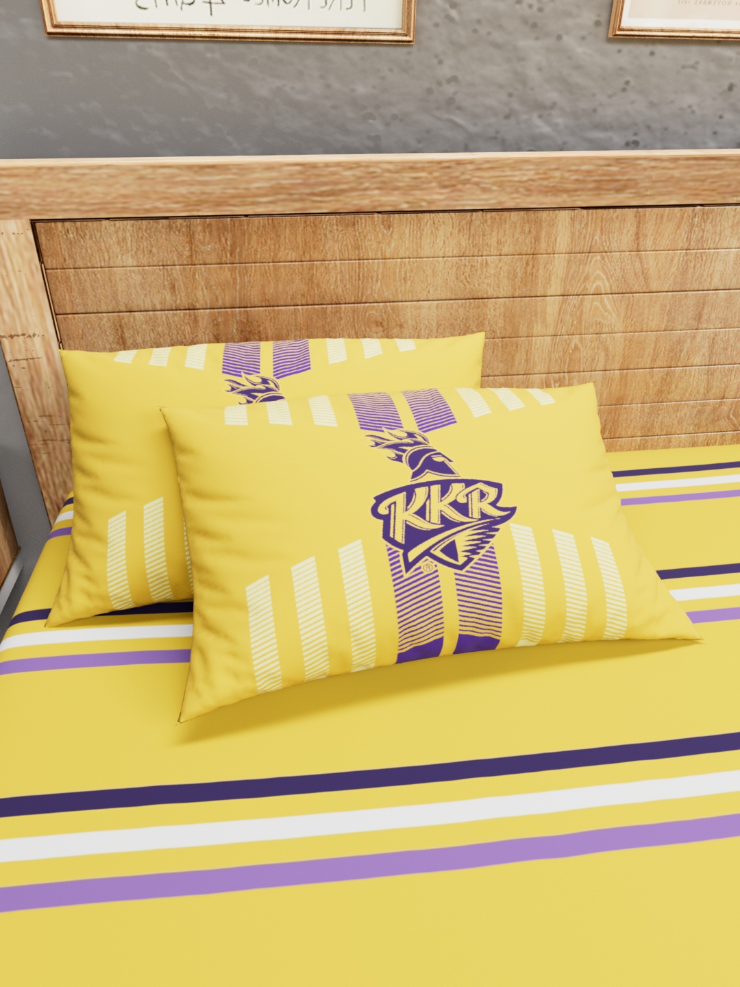 Kolkata Knight Riders Premium Quality Microfiber, Super Soft, King Size Double Bedsheet with 2 Pillow Covers, 243x248(cm (5)