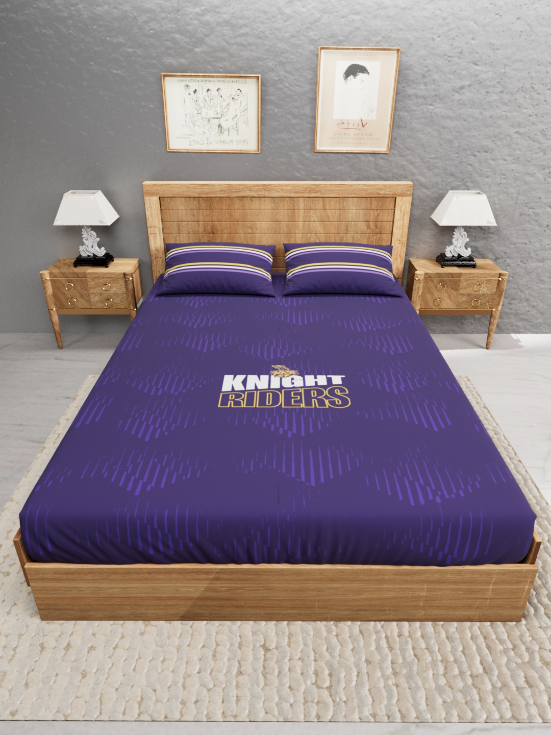Premium Quality Microfiber, Super Soft, King Size Double Bedsheet with 2 Pillow Covers, 243x248(cm) - Purple