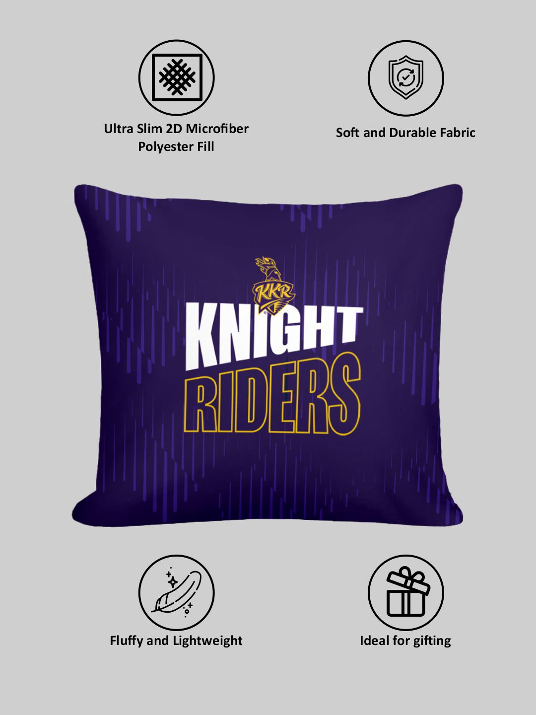 Kolkata Knight Riders Premium Quality Microfiber, Super Soft, Strong Durable, Quality Stitch Sofa Cushion, Cushion for B (6)