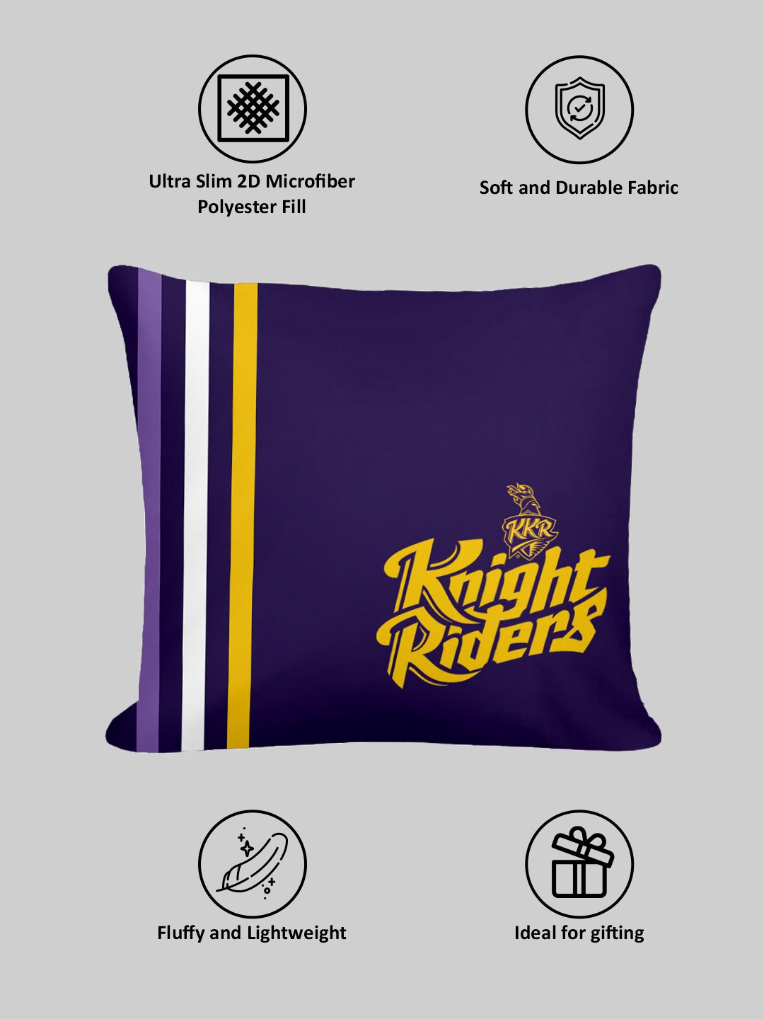Kolkata Knight Riders Premium Quality Microfiber, Super Soft, Strong Durable, Quality Stitch Sofa Cushion, Cushion for B (6)
