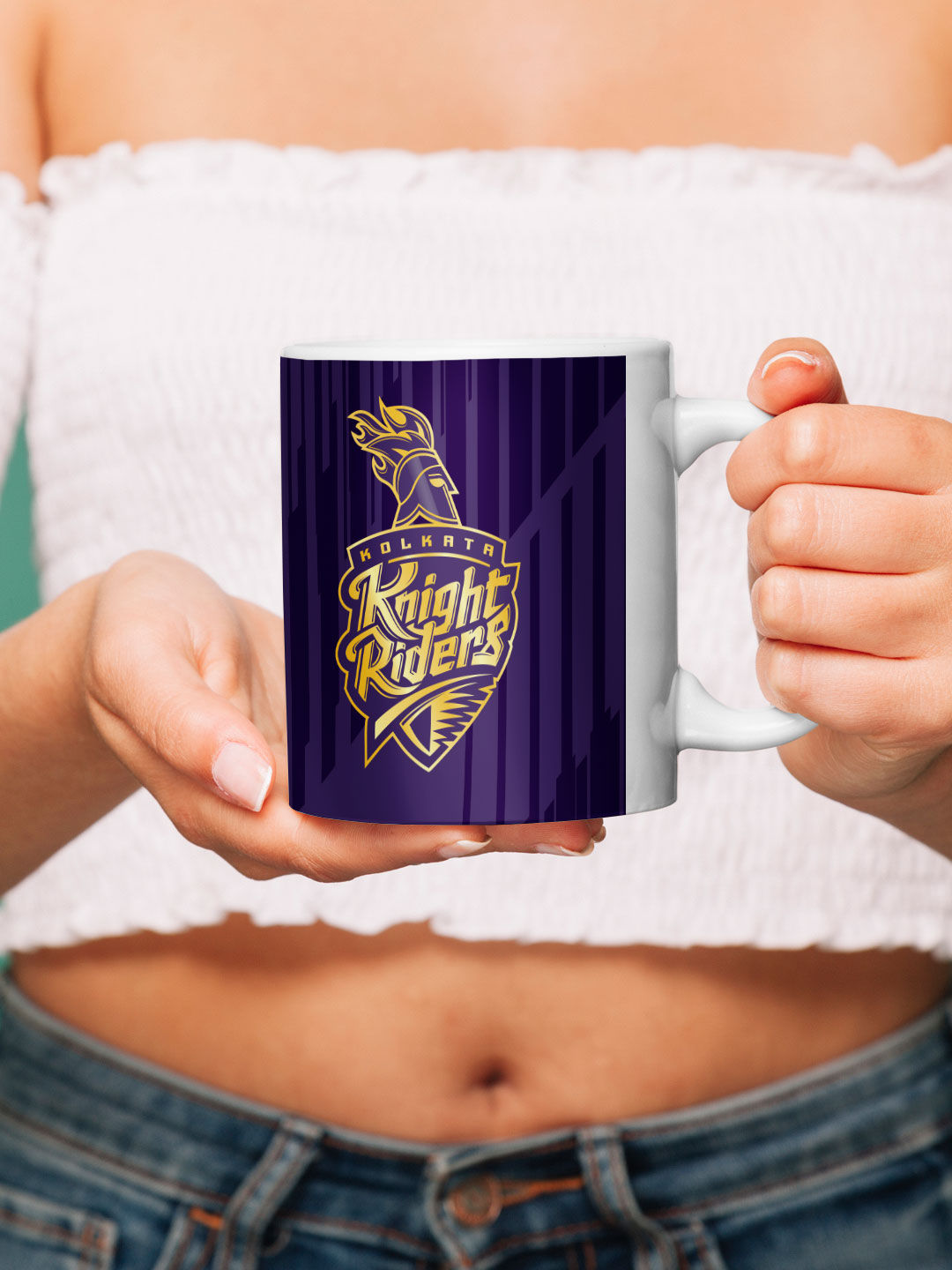 Kolkata Knight Riders Purple and Gold Logo Printed Ceramic Glossy Coffee Mug 325 ml - Pack of 1 (6)