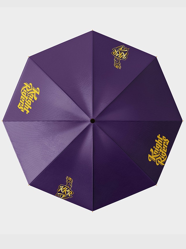 Kolkata Knight Riders 21 Inch 2-Fold Automatic Umbrella for Men and Women - (Purple/Yellow) (2)