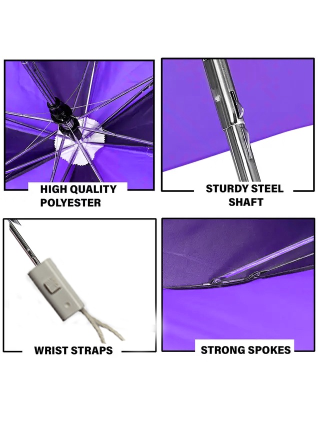 Kolkata Knight Riders 21 Inch 2-Fold Automatic Umbrella for Men and Women - (Purple/Yellow) (9)