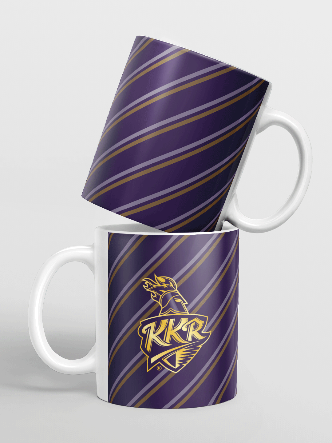 Kolkata Knight Riders Purple and Gold Printed Ceramic Glossy Coffee Mug 325 ml - (Pack of 1) (1)