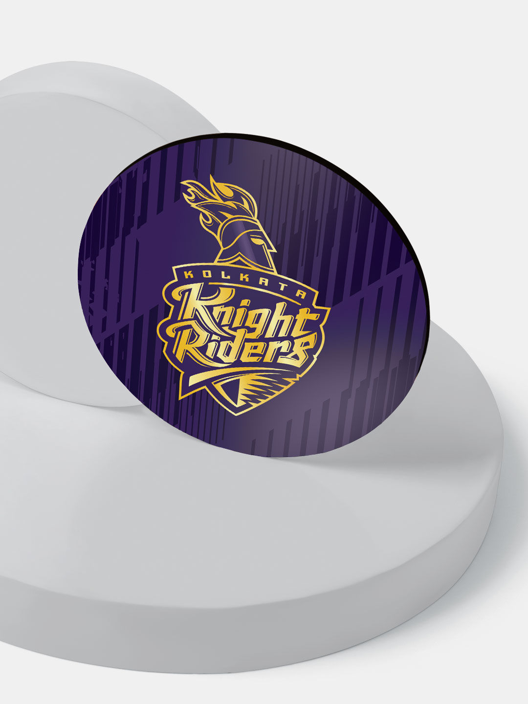 Kolkata Knight Riders Purple and Gold Printed KKR Emblem Circular Rubber Coasters - Set of 4 (4)