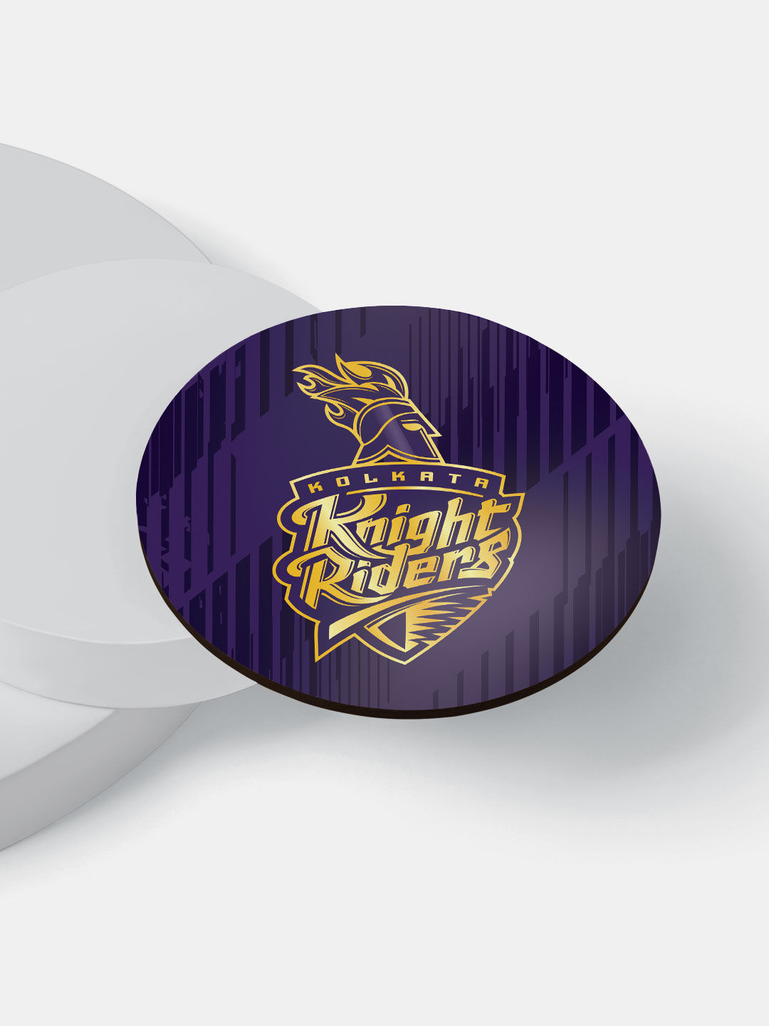 Kolkata Knight Riders Purple and Gold Printed KKR Emblem Circular Rubber Coasters - Set of 4 (6)