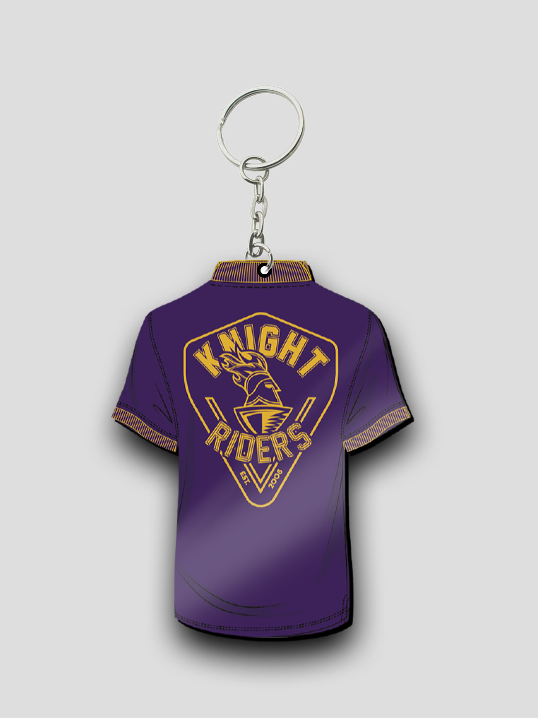 Kolkata Knight Riders Purple Yellow T-Shirt Keychain Lightweight MDF For Car,Bike,Office (Pack of 1) (2)