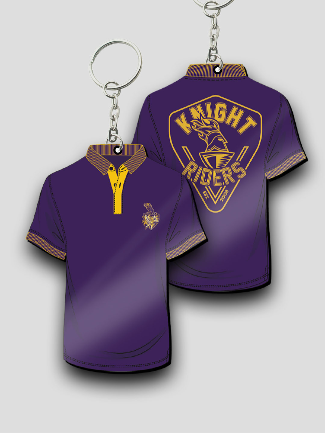 Kolkata Knight Riders Purple Yellow T-Shirt Keychain Lightweight MDF For Car,Bike,Office (Pack of 1) (4)