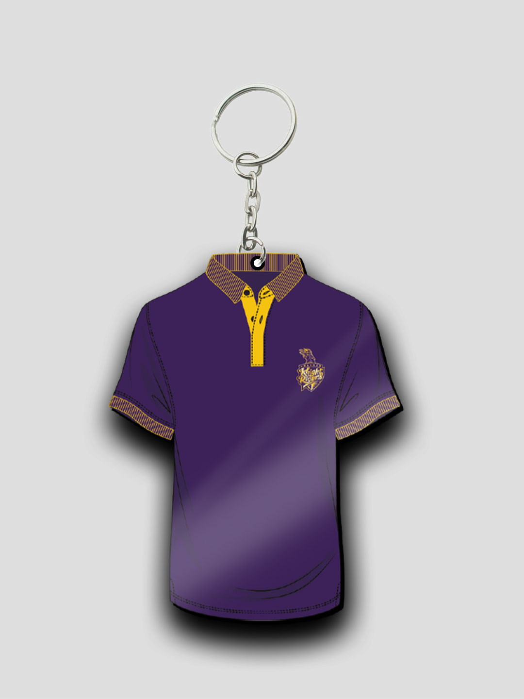 Purple Yellow T-Shirt Keychain Lightweight MDF For Car,Bike,Office (Pack of 1)